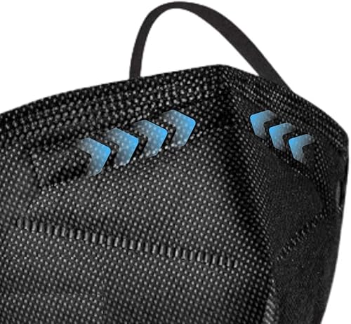 Miniatura 9 de Máscara facial negra con válvula de respiración, paquete de 5 unidades, mascarillas desechables para mujeres y hombres, 5 capas no tejidas,