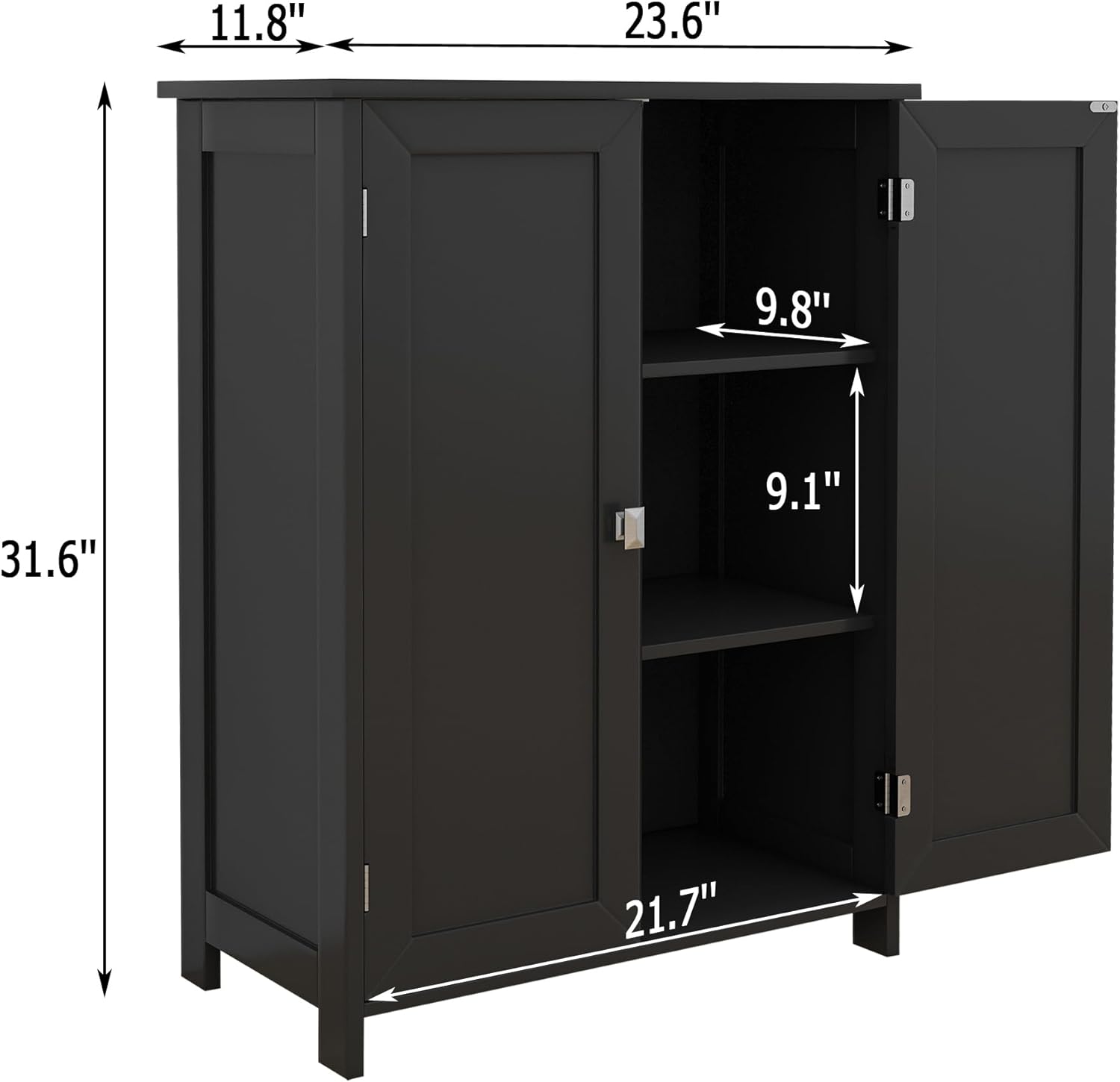 TaoHFE Bathroom Floor Cabinet, Storage Cabinet with Doors & Shelves Stylish & Functional, Bathroom Storage Cabinet. Small Bathroom Storage Cabinet Perfect for Bathroom, Living Room, Entryway, Black