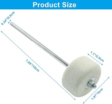 1 Piece White Felt Bass Drum Beater, Kick Drum Beater Instrument Accessories Parts for Kick Drum Pedal, Performance Convenient Drummer Replacement