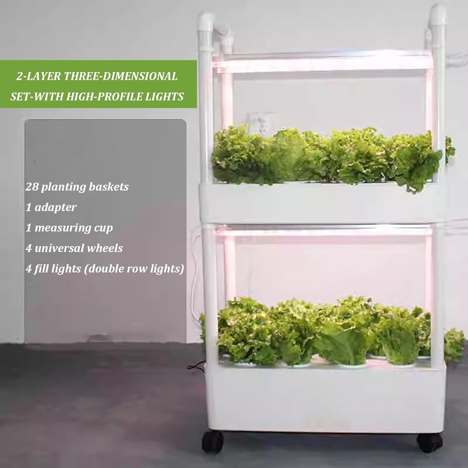 Herb Garden kit,hydroponic Growing Kits & Systems,Hydroponics Tower with LED Grow Light,Indoor Garden hydroponic Growing System,for Herbs, Fruits and Vegetables. (Size : Double Layer)