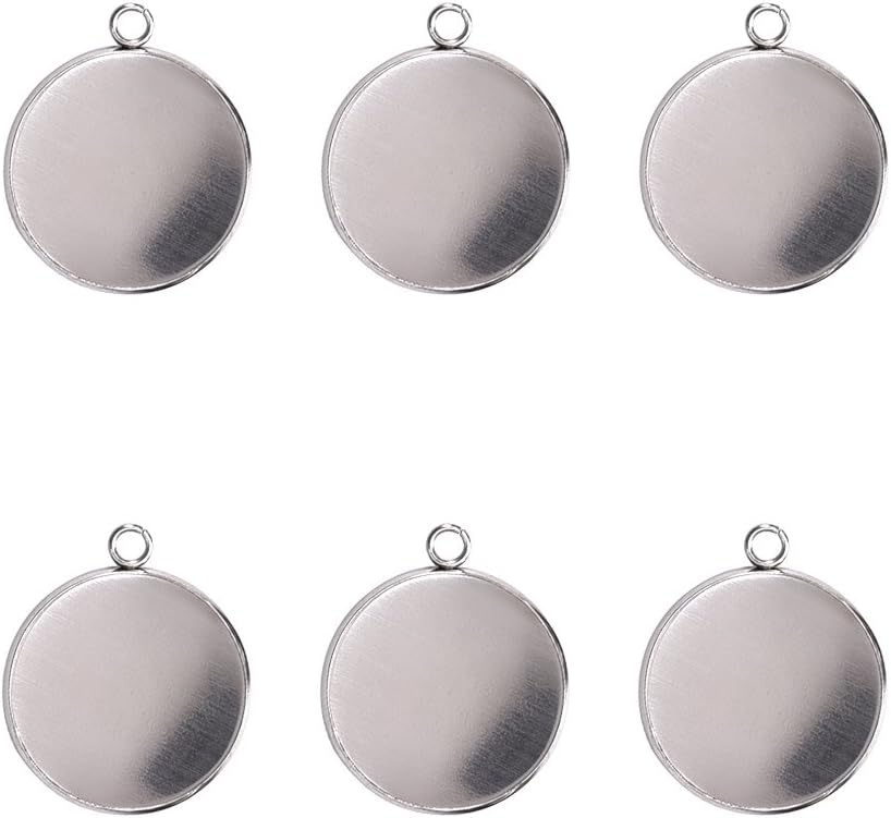 50Pcs 14x14mm Round Pendant Bezel Stainless Steel Pendant Blank Pendant Setting Jewelry Findings