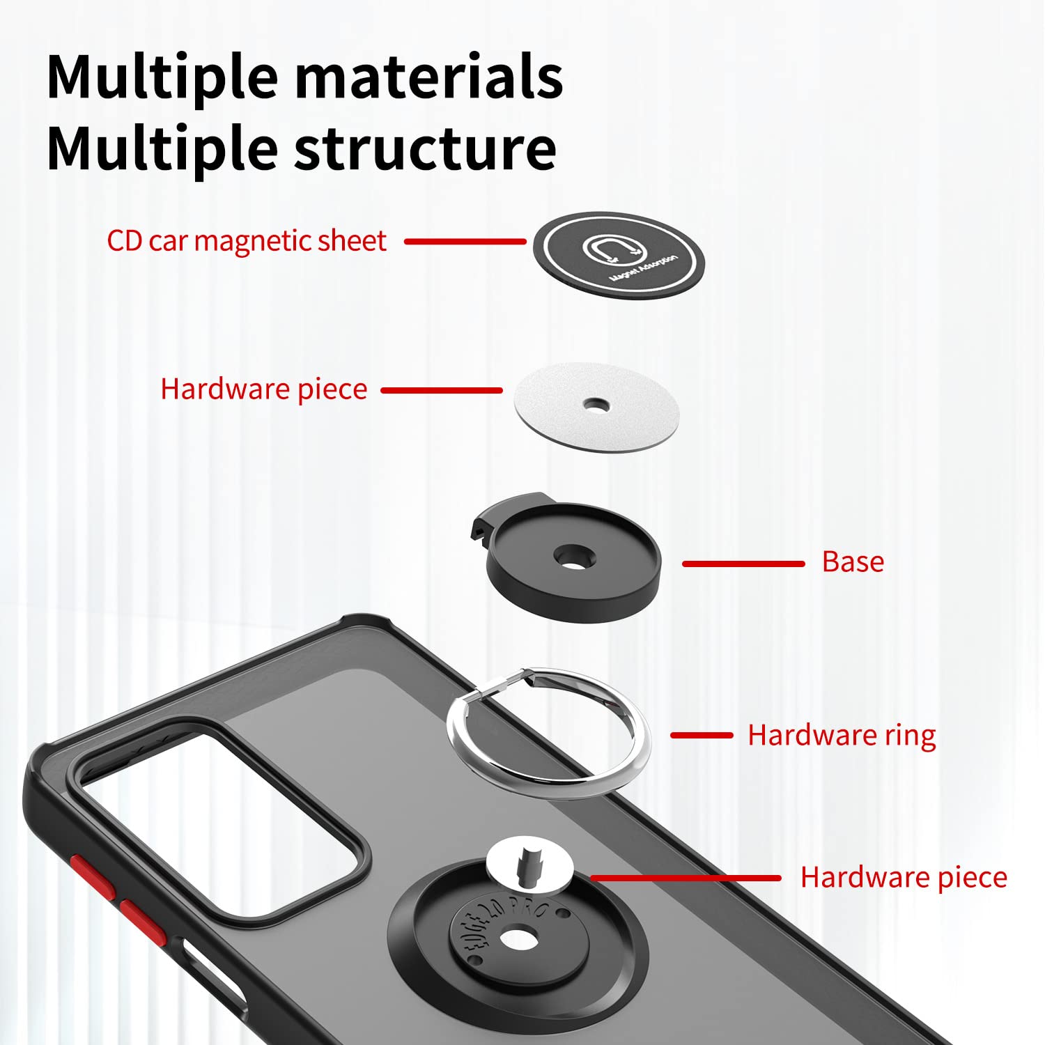 DESSEN Funda para Motorola Edge 20 Lite, Carcasa de Silicona Suave de TPU/PC y Lente Cover, con Magnético Soporte de Anillo Giratorio, Golpes Bumper