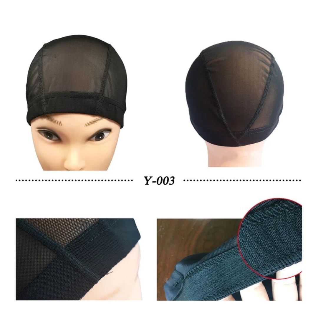 6 PEZZI Wig Caps Cappellino in maglia nera per realizzare parrucche pettinature estensibili con fascia elastica larga 6 pezzi/lotto