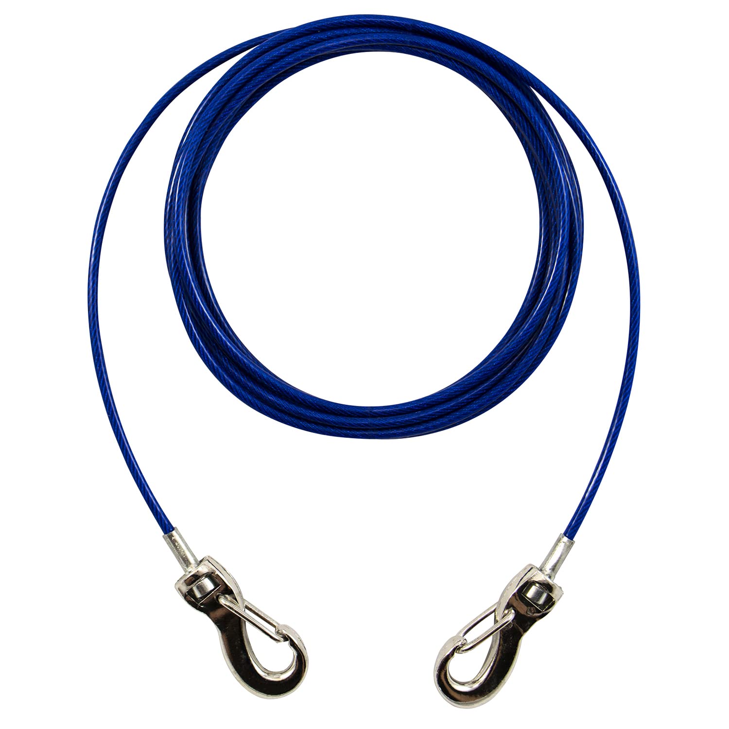 Zinco Strong Tie-Out Cable 360 Degree Rotating Double Swivel Connector for Dogs (30', Blue)