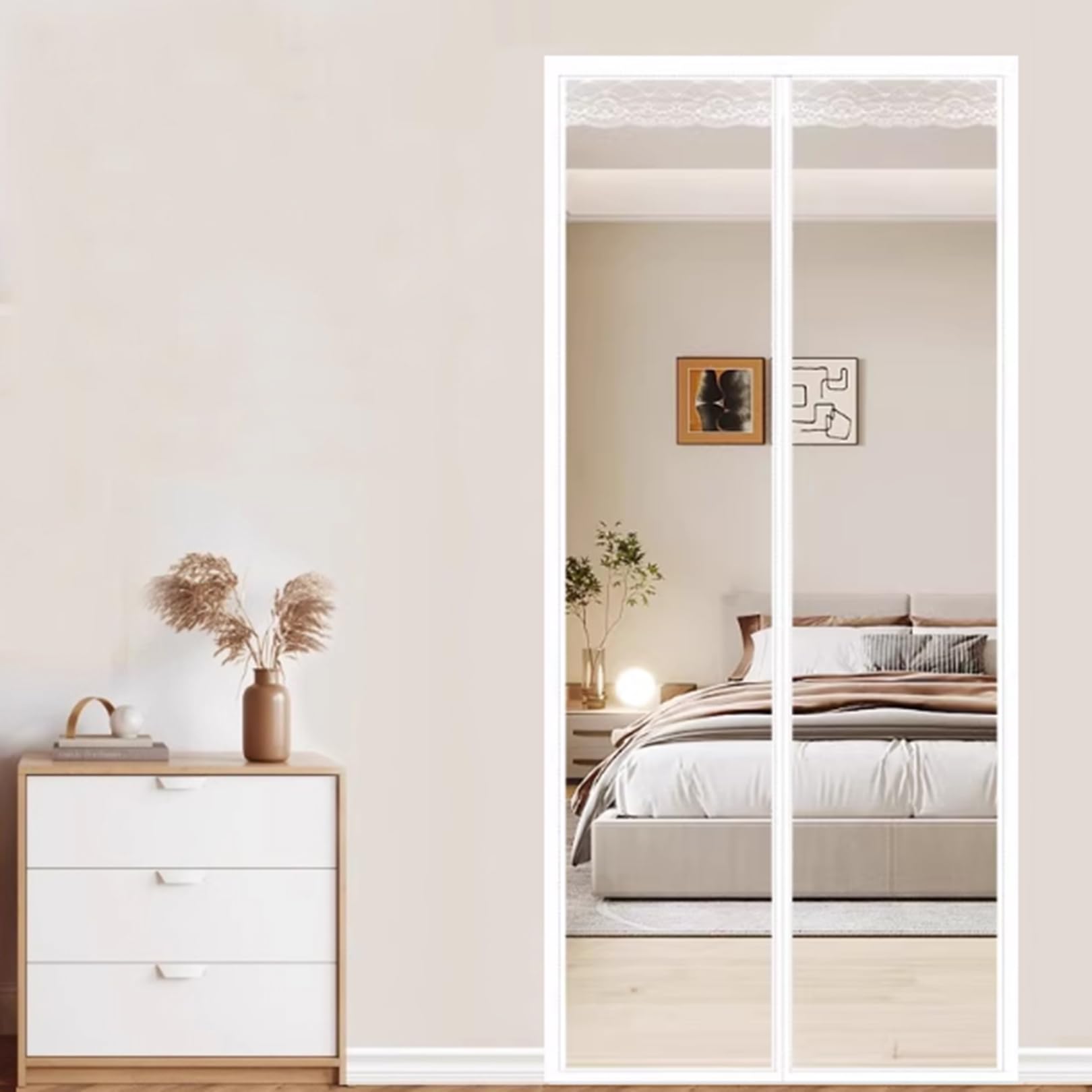 Rideau de porte magnétique isolant thermique transparent en EVA pour hiver blanc 80x220cm