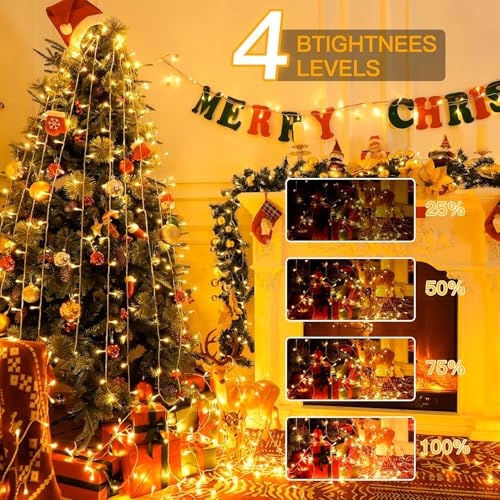 Ollny Christmas Lights Outdoor 400LED 131FT, Warm White Fairy Lights with Remote 3 Timer, Plug in 8 Modes String Lights for Bedroom Indoor Outside House Party Xmas Decorations - Image 6