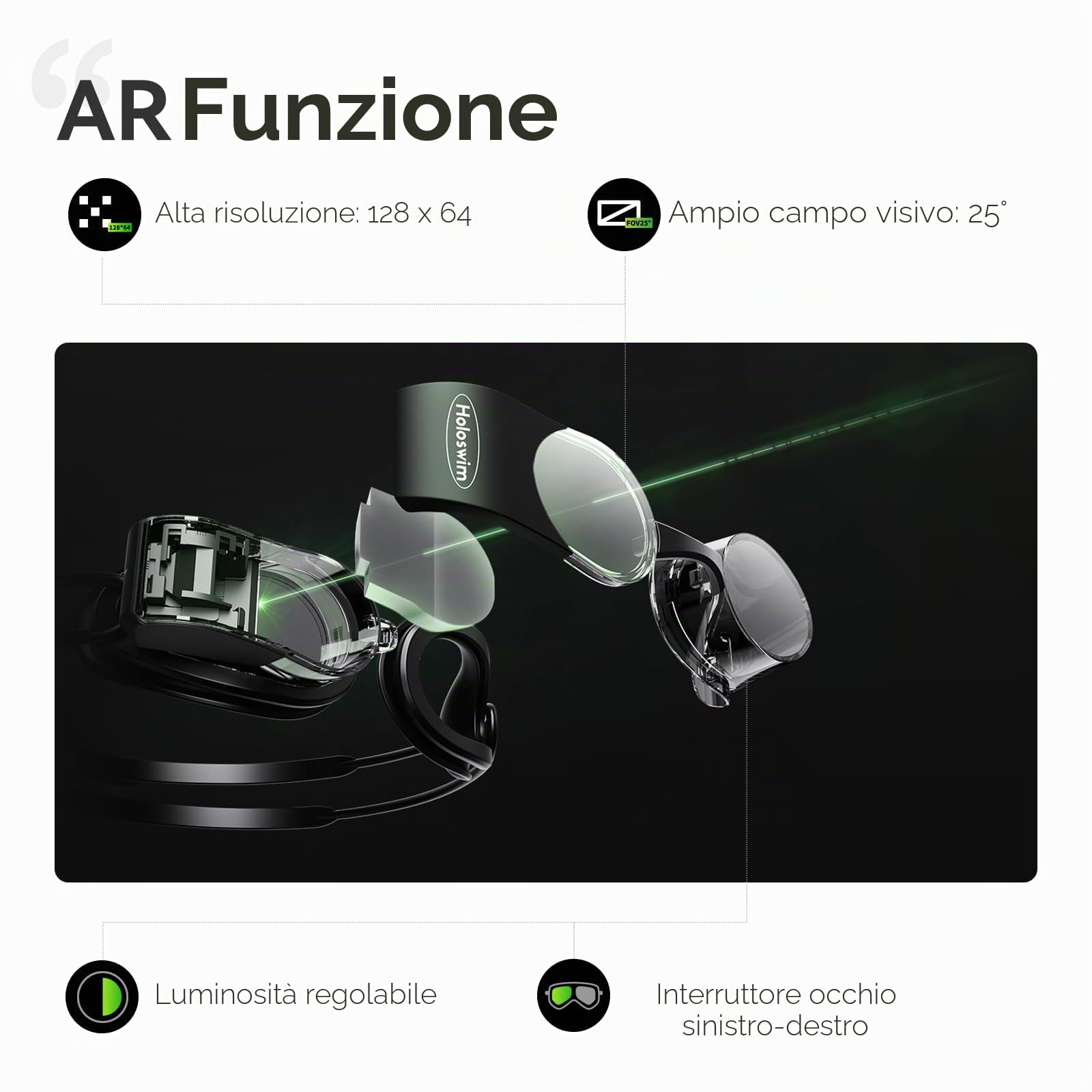 Holoswim Occhialini da nuoto intelligenti, 2S