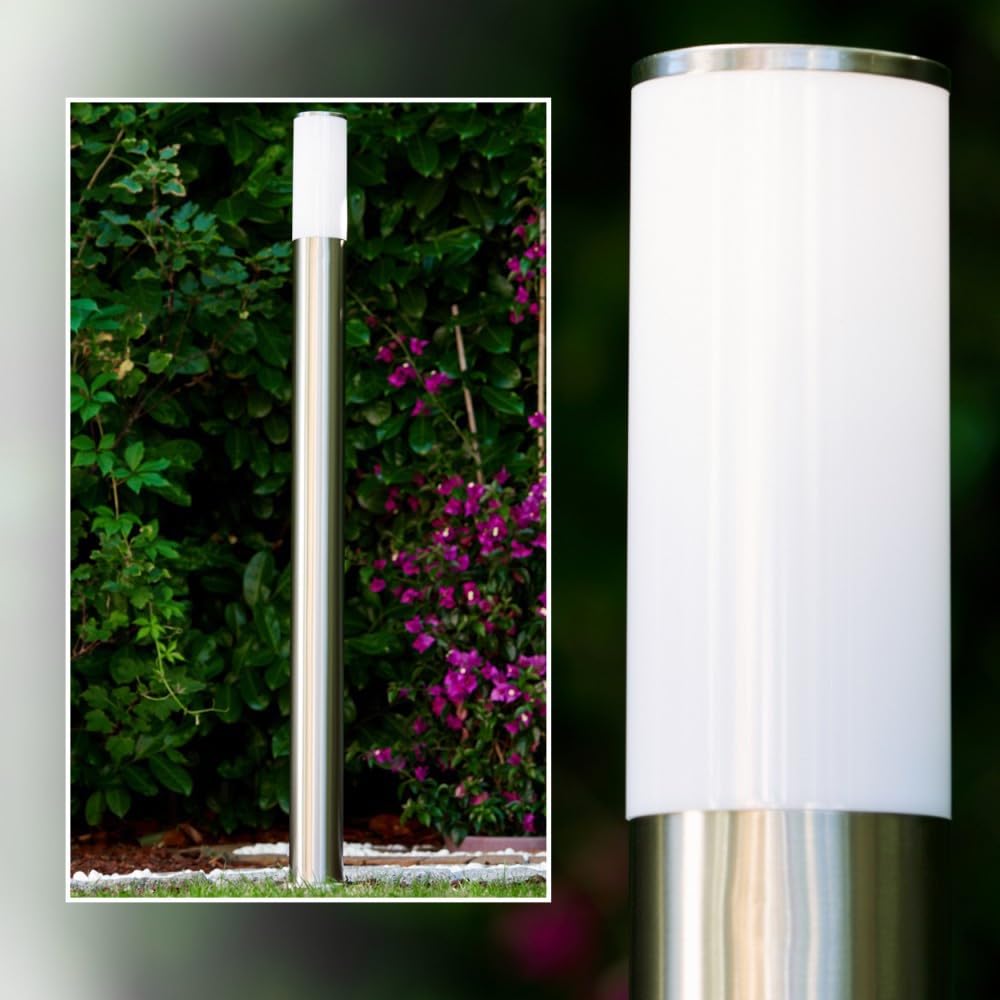 Lampada da esterno Caserta, lampada moderna con base in acciaio inox e dischi in plastica, luce di percorso 110 cm, lampada da giardino, E27, illuminazione da giardino IP44, senza lampadina/e