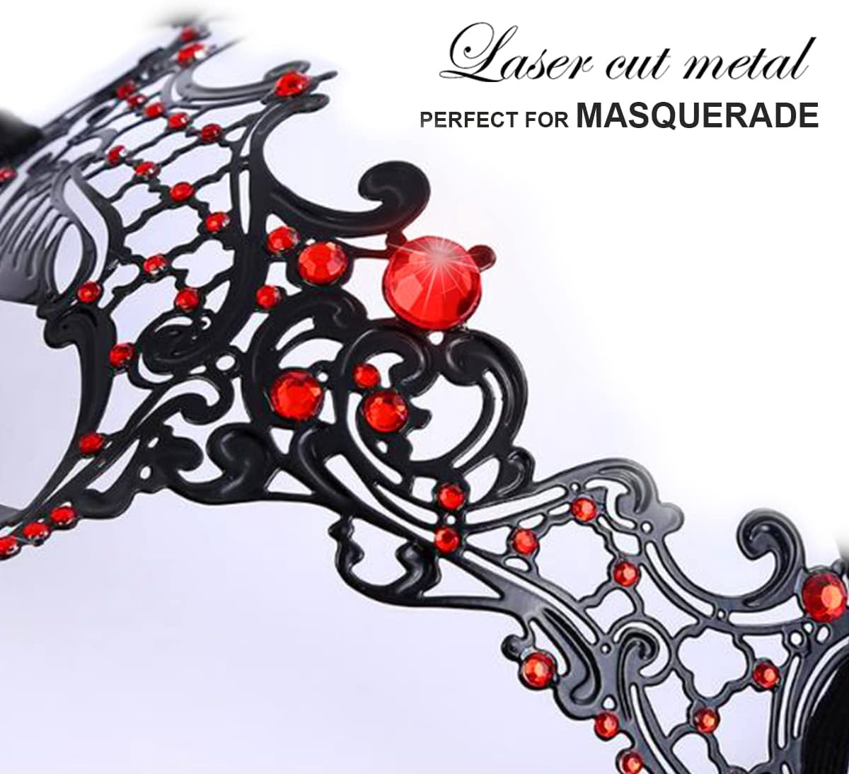 Cosmer Masquerade Mask for Women Shiny Laser Cut Metal Rhinestone Mask Party Porm Ball Mask - Image 3