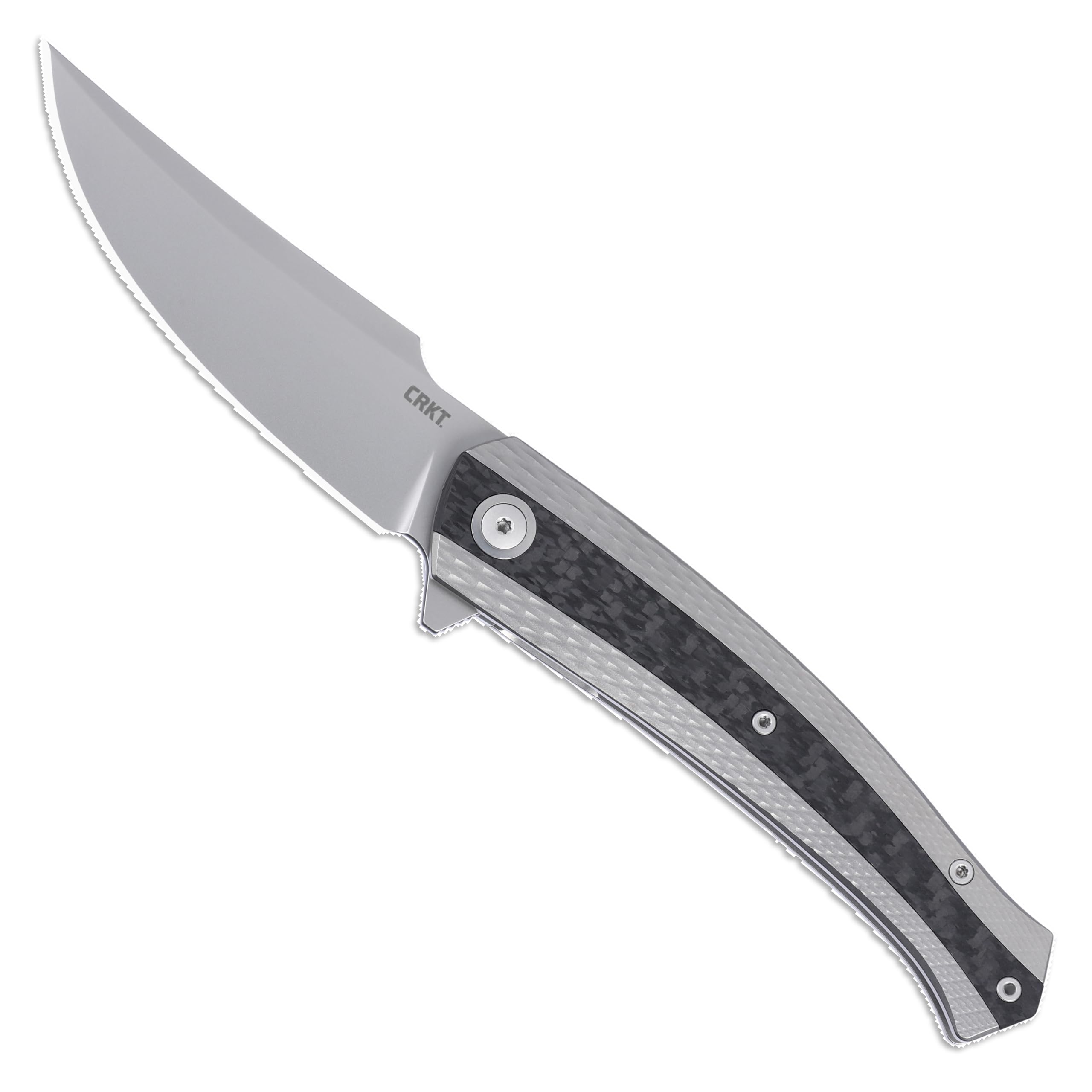 CRKT Persian Everyday Carry EDC Folding Knife with Frame Lock: MagnaCut Plain Edge Blade, Titanium Handle w/Carbon Fiber Inlay w/Frame Lock, 7087
