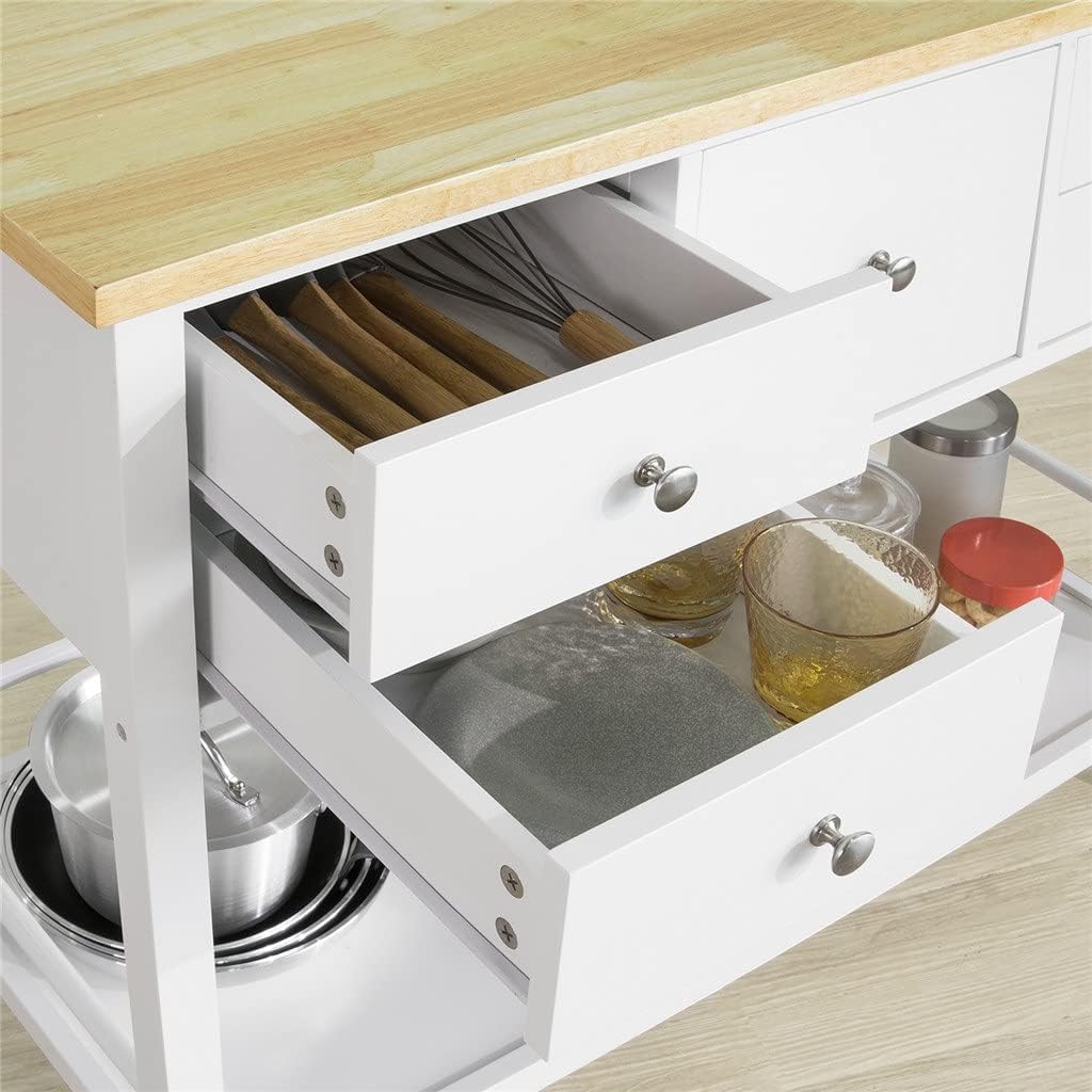 Storage Carts Kitchen Trolley Cart Kitchen Storage Trolley with 5 Drawers and Storage Shelf (Color : A, Size : W100 x D48 x H87cm) (A W100 x D48 x H87cm)
