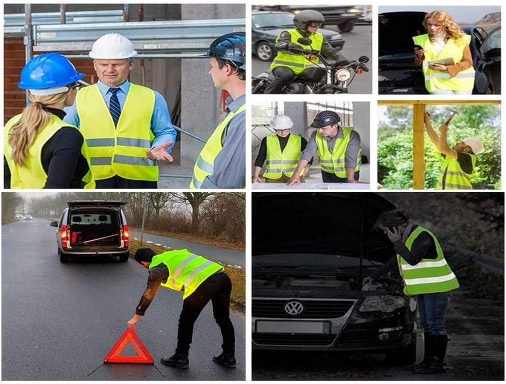 Anlising 4PCS High Visibility Safety Vests,Hi Vis Safety Vests with 2 Reflective Stripes,Night Workwear Reflective Vest,Reflective Jackets Waistcoat,for Running,Biking,Surveyor and Traffic Work - Image 6