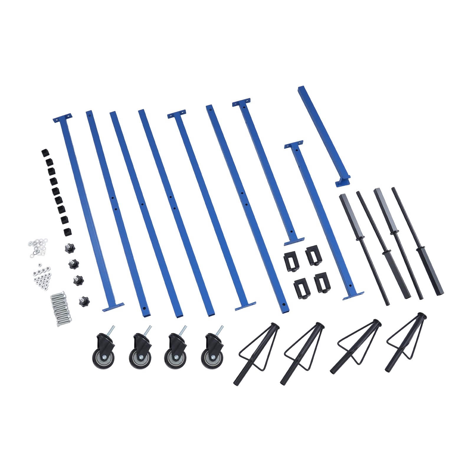 Lackierständer Auf Rädern,360° Drehbar, Höhenverstellbar Felgen-Lackierbock 4 Halter, Felgenlackierständer für Autoteile,Felgen,Hauben,Kotflügel,Türen,Stoßstange zum Lackieren (Blau)
