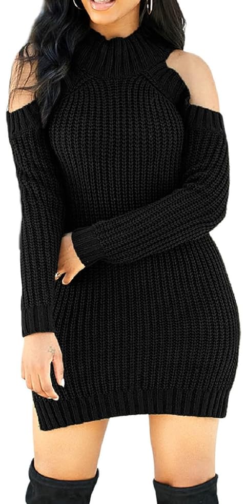Sweater Dress for Women Elegant Casual Knit Long Sleeve Off Shoulder Pullover Winter Dresses
