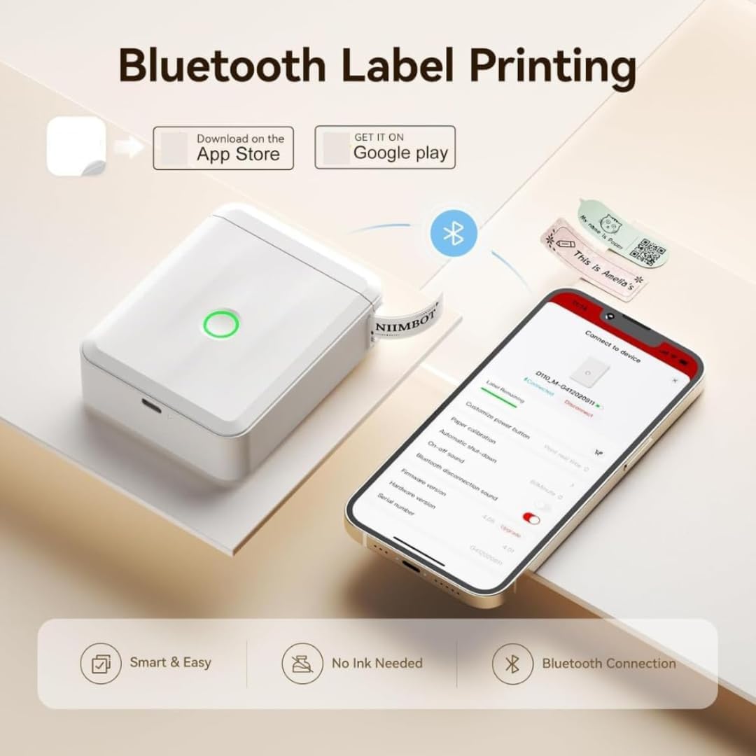 Etiquetadora Mini Impressora de Etiquetas D110 Bluetooth com Fita Térmica Portátil App Celular