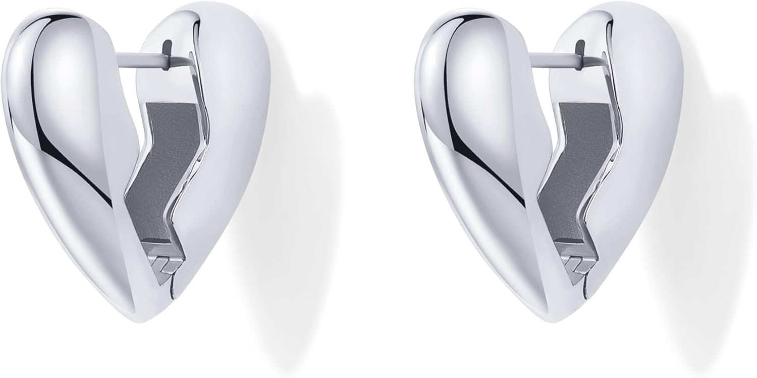 PAVOI 14K Gold Plated Bold Chunky Dupe Heart Hoop Earrings for Women | Gold Earring Pair - Valentines Day Trendy Jewelry - Image 3