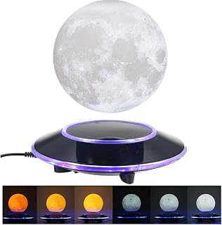 Levitating Moon Lamp,Floating and Spinning in Air Freely 16 Colors with Gradually Changing LED Lights for Home,Office Decor,Unique Holiday Gifts,Night Light (White Moon)