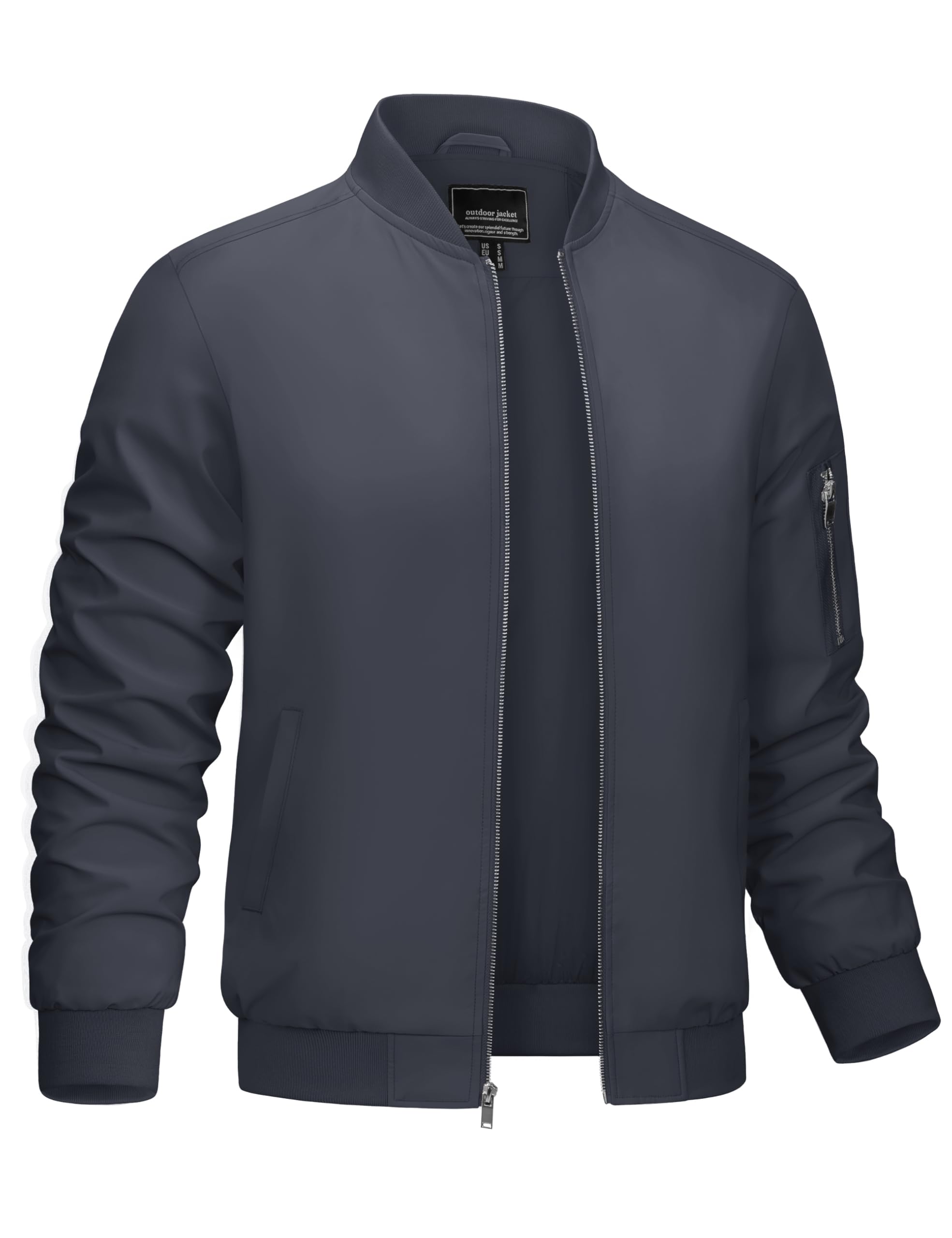 CRYSULLYMen's Bomber Jacket Lightweight Spring Fall Casual Windbreaker Full Zip Outwear Coat