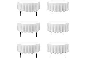 6 Pack White Round Tablecloths 90 Inch