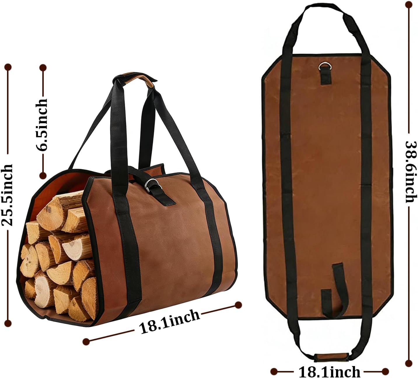 Firewood Large Log Tote Fire Heavy Large Fireplace Carrier Wood Carrying Bag with Handles Durable Log Tote for Camping Indoor Outdoor BBQ