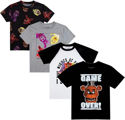 Five Nights At Freddy's Game Over Crew - Camisetas de manga corta para niño (4 unidades)