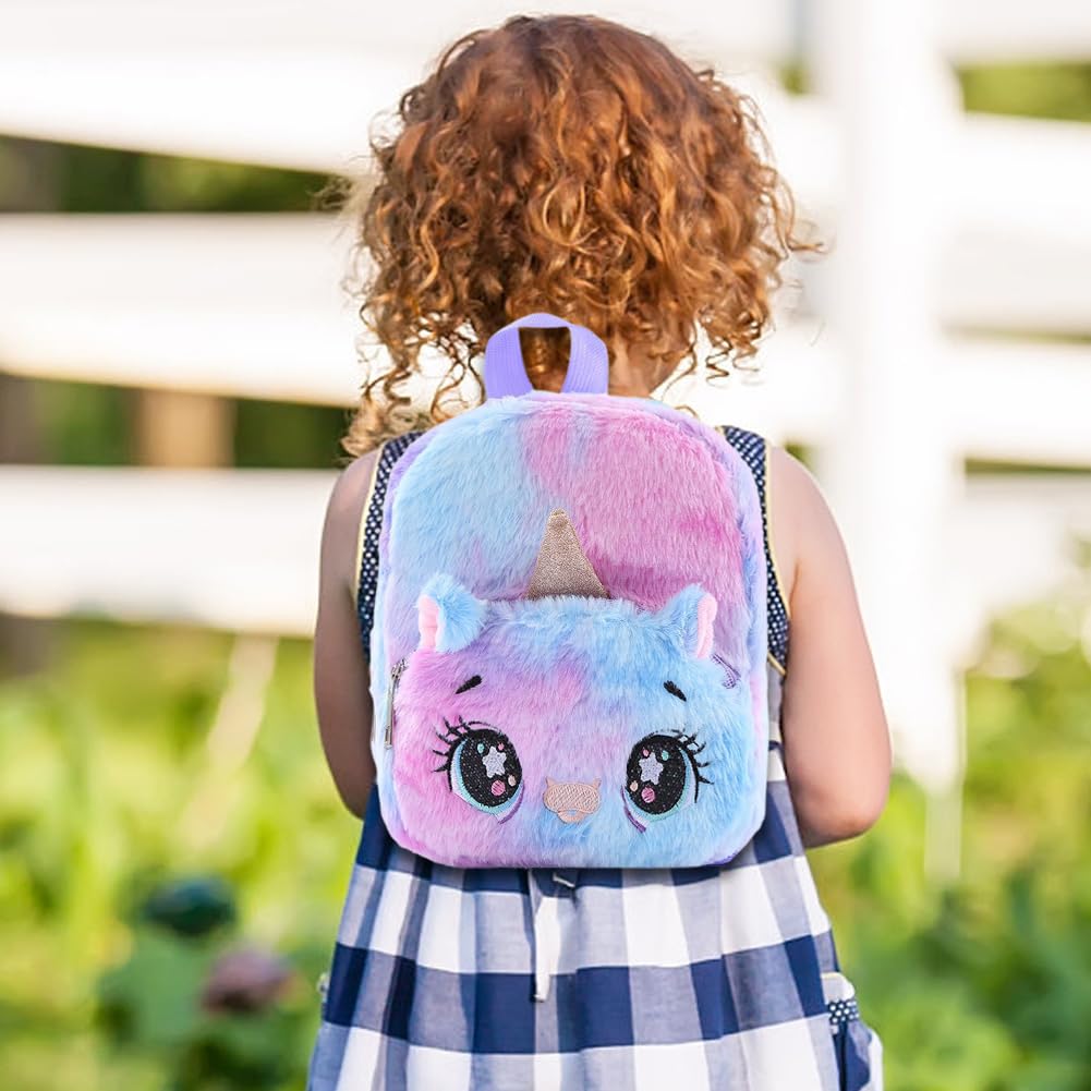 Unicornio Peluche Mochilas, Ojos grandes Unicornio Peluche Mochilas para Niño, Mochila de Moda Cute Glitter Girl, linda mochila de felpa Unicornio para mochila escolar Bolsa de viaje