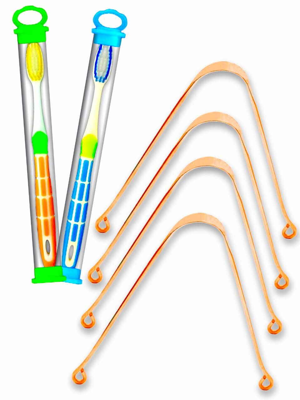 BigBro Copper Tongue Cleaner Scrapper Jibi 4pc and Extra Soft Toothbrush with Cover 2pc for Men and Women (Super Saver Pack of 6)-picture-48