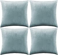 Vista 10 de GIGIZAZA Fundas de almohada decorativas de terciopelo champán, fundas de almohada para sofá (20 x 20 pulgadas, 4 unidades, champán)