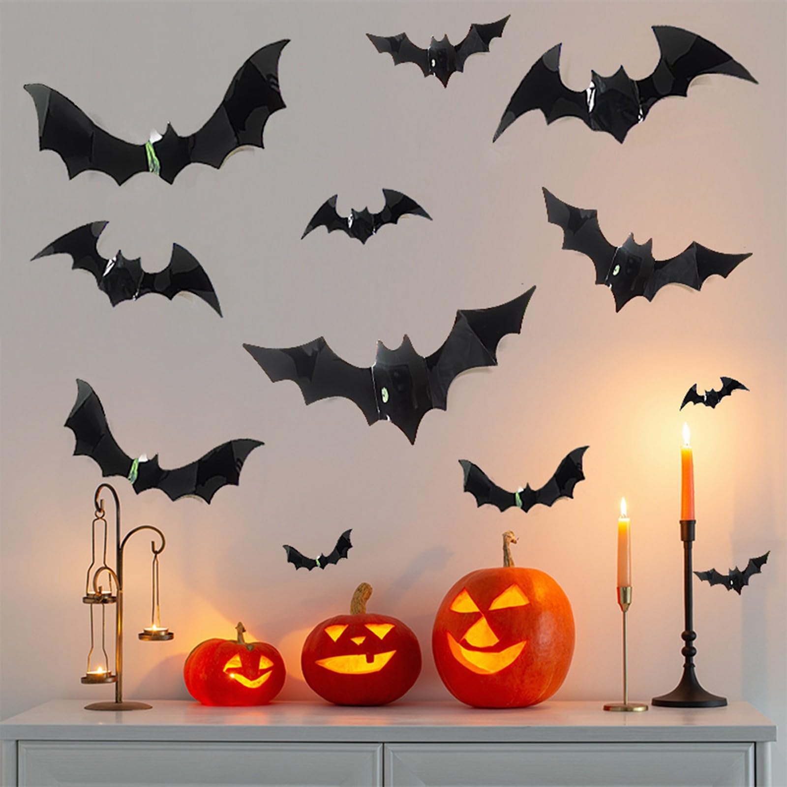Pegatinas 3D De Murciélagos Para Halloween – Pack De Vinilo Negro Miedo Para Paredes Y Puertas