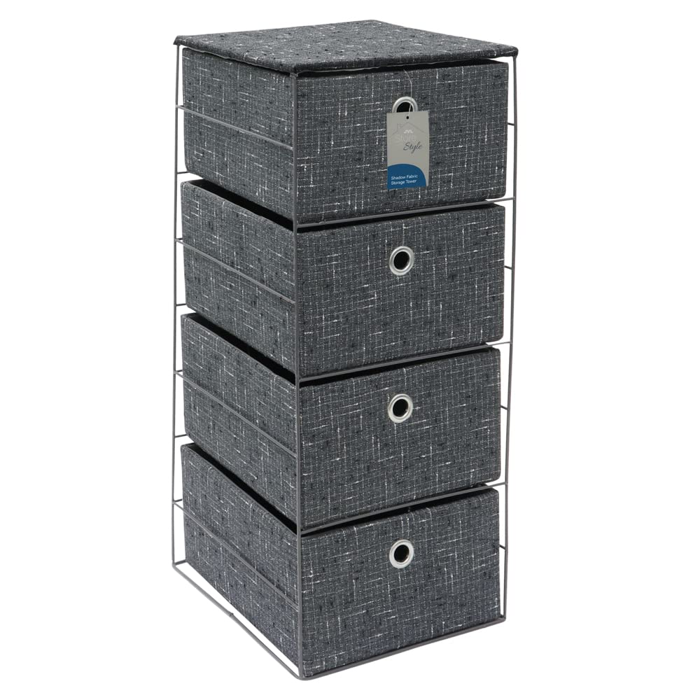 JVL Homewares - Storage Tower - 4 Drawer - Wide - Fabric