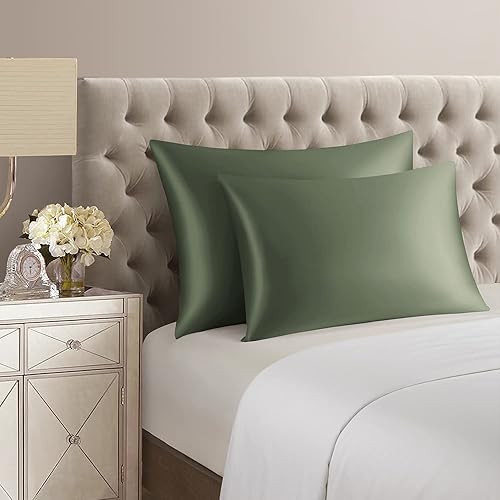 Miniatura 4 de DISANGNI Funda de almohada de seda de morera 100% natural para cabello y piel con cremallera oculta, 22 momme ambos lados (1 unidad tamaño estándar