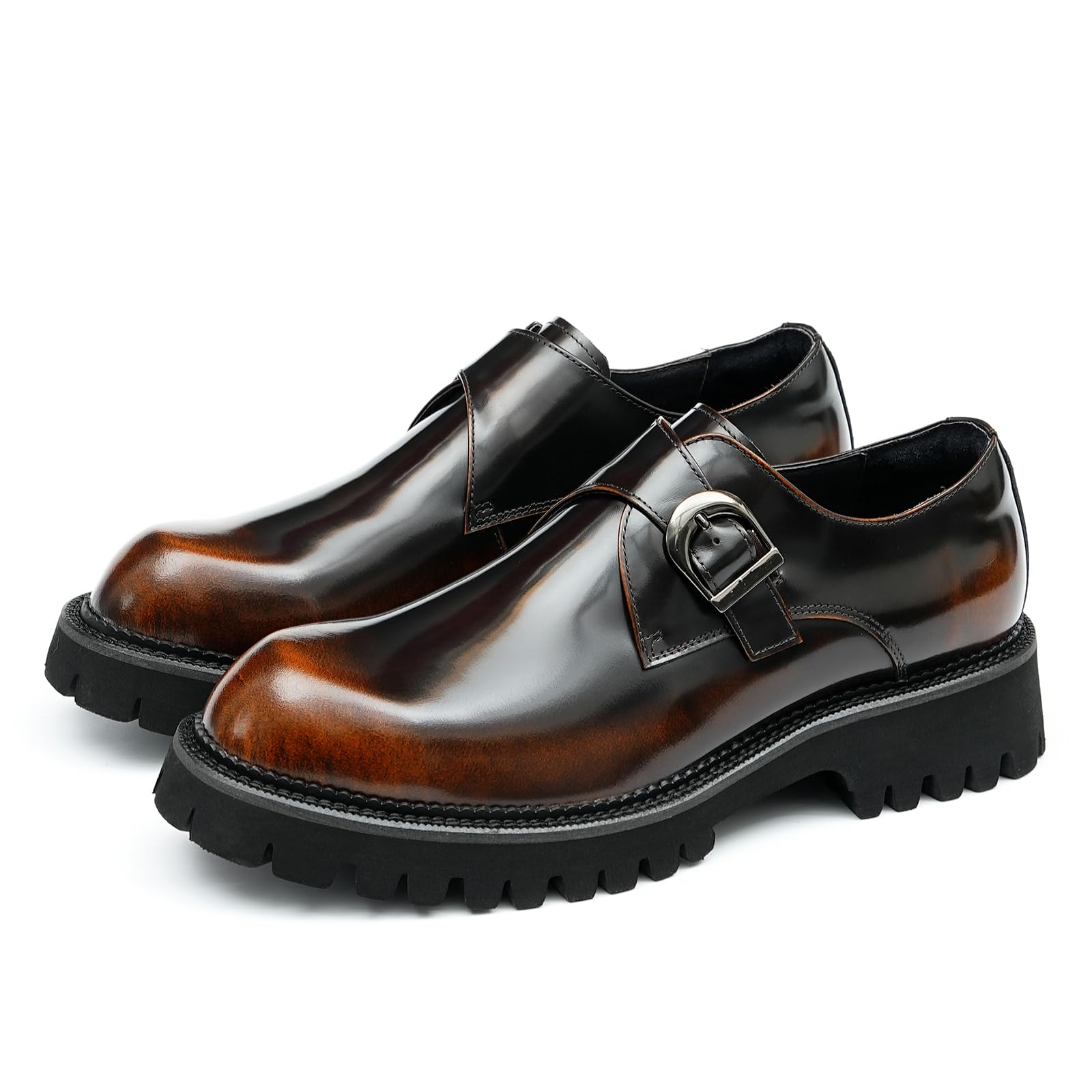 Scarpe in Pelle con Fibbia Business Casual da Uomo Scarpe da Vestito Formali Suola Spessa