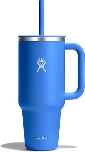 Miniatura 14 de Hydro Flask - Vaso de viaje con asa, tapa y pajilla, acero inoxidable térmico, 32 onzas, color azul