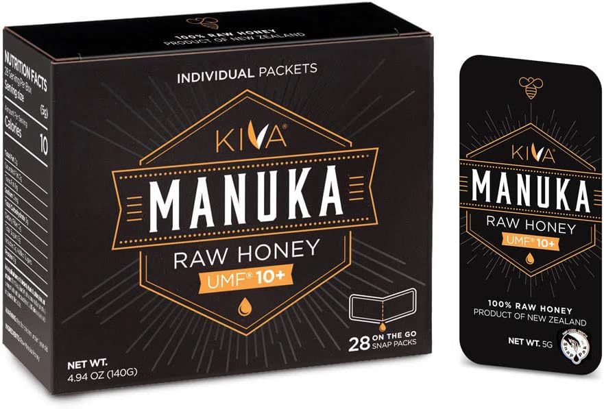 Kiva Certified UMF 10+, Raw Manuka Honey SNAPPACKETS (28 Count On