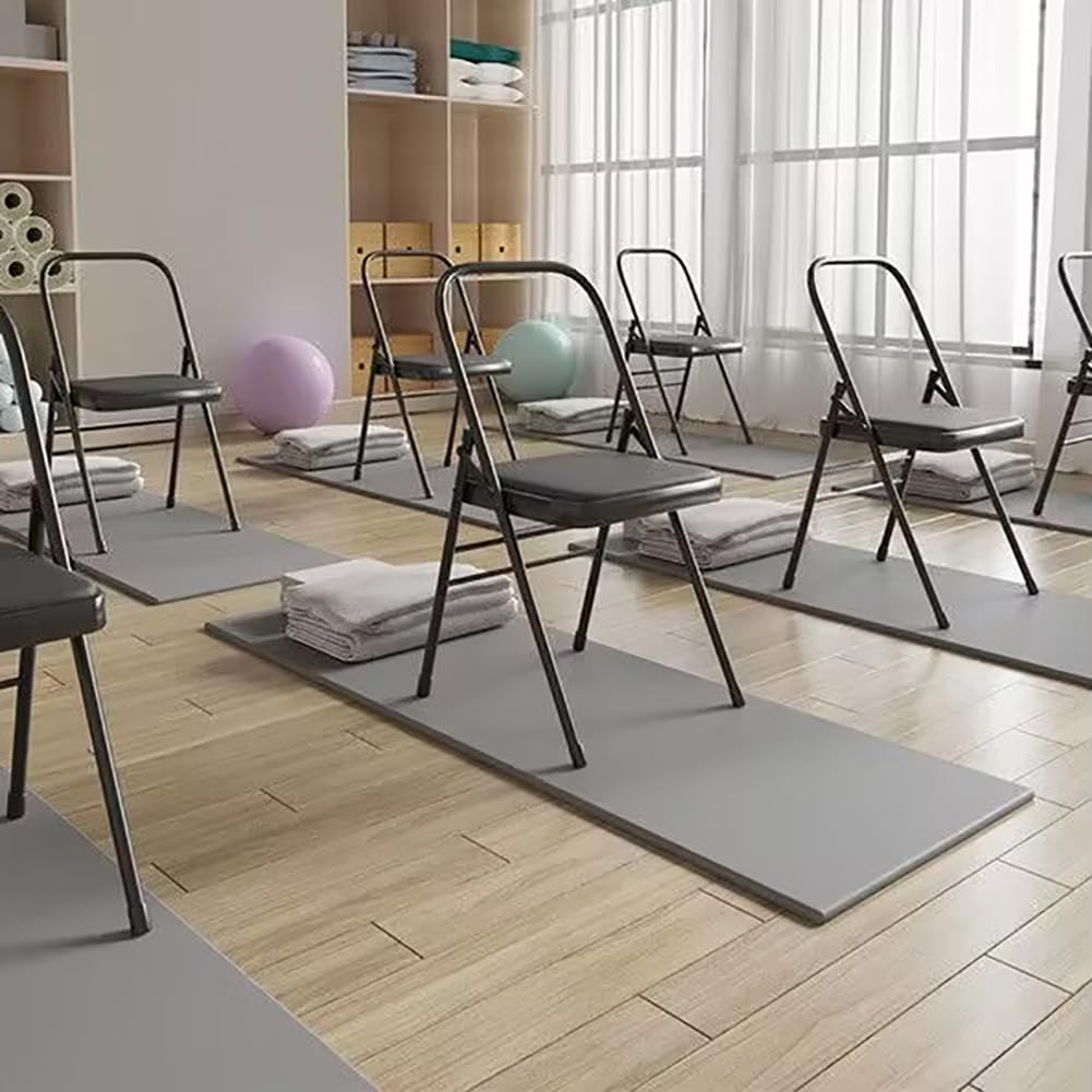 Sedia da Yoga Iyengar Sedia da Yoga Senza Schienale Sedia da Pilates Sedia per Inversione Yoga Tessuto PU Pieghevole Balance Training,Black