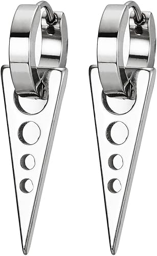 Tribal Triángulo Gota Huggie Pendientes con Bisagras para Hombres Mujeres Niños, Acero inoxidable, 2 piezas