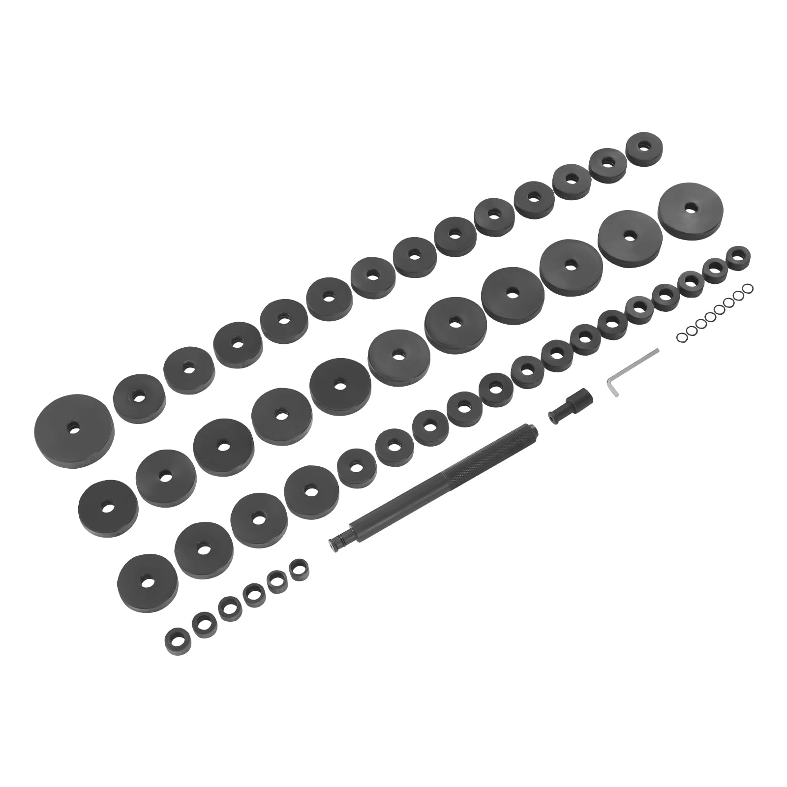 Estrattore Cuscinetto, Kit Anello E Boccola 51 Pezzi, Strumento Smontaggio Manuale Acciaio #45 Nero Pressa Universale per Mozzo, Ingranaggio, Trasmissione, Scatola Arancione 35x28x10cm