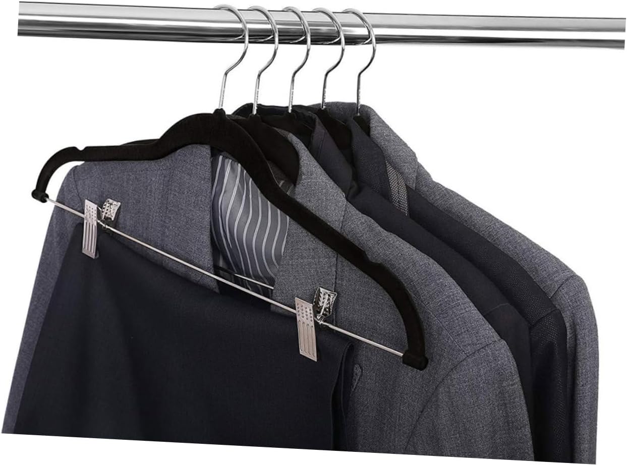 8pcs Coat Rack Hangers Non-Slip Flocked Clothing Hangers Hooks Clips Dress for Home Shop Laundry