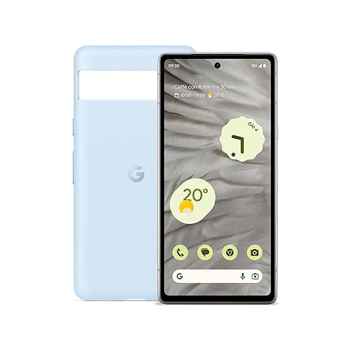 Immagine del prodotto Google Pixel 7a - Cellulare 5G Android Sbloccato con Grandangolo - Bianco Ghiaccio + Custodia in Silicone Resistente - Celeste