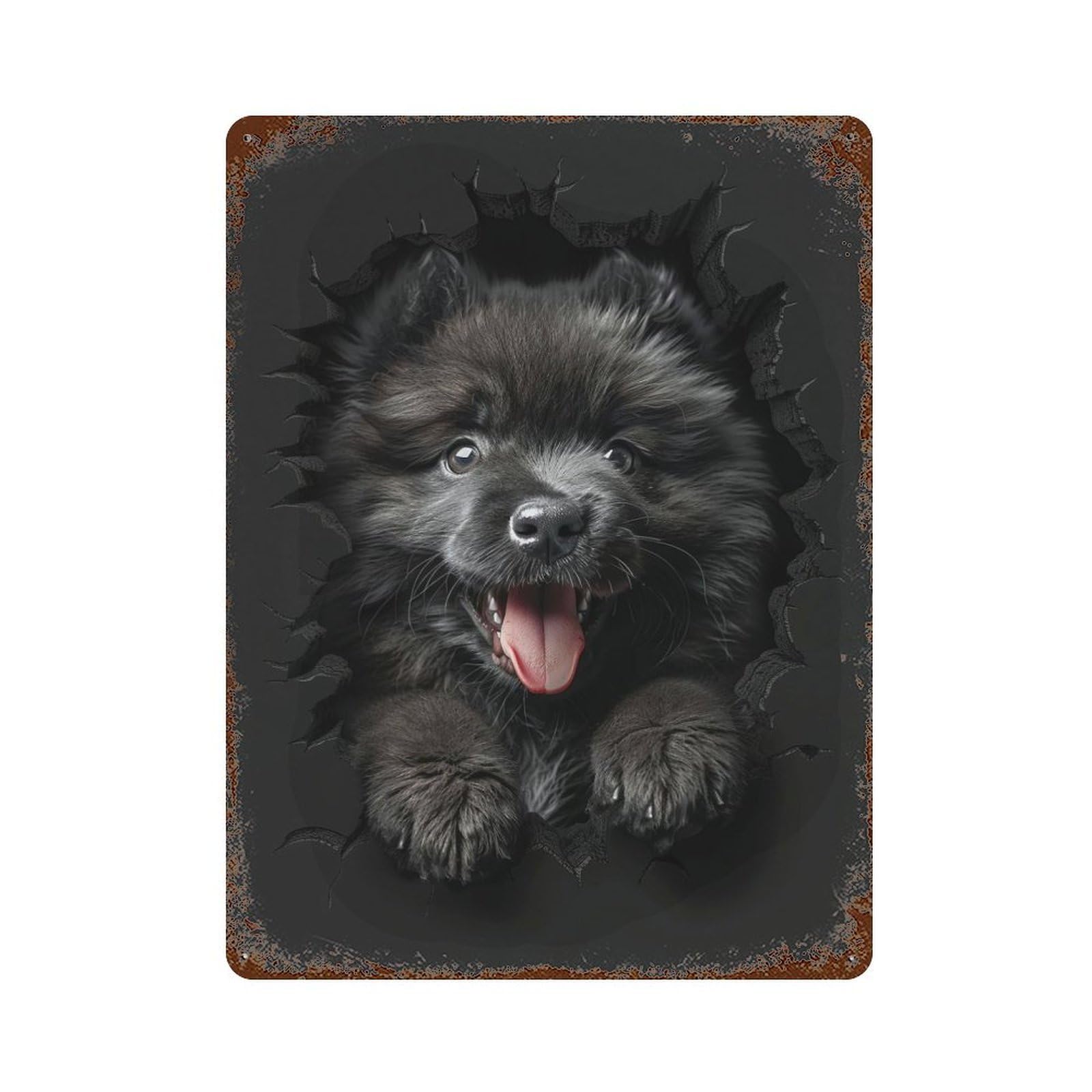 Garage Style Keeshond Vintage Rust Metal Sign 15.7"x11.8", Rustic Home Decor for Bar And Workshop