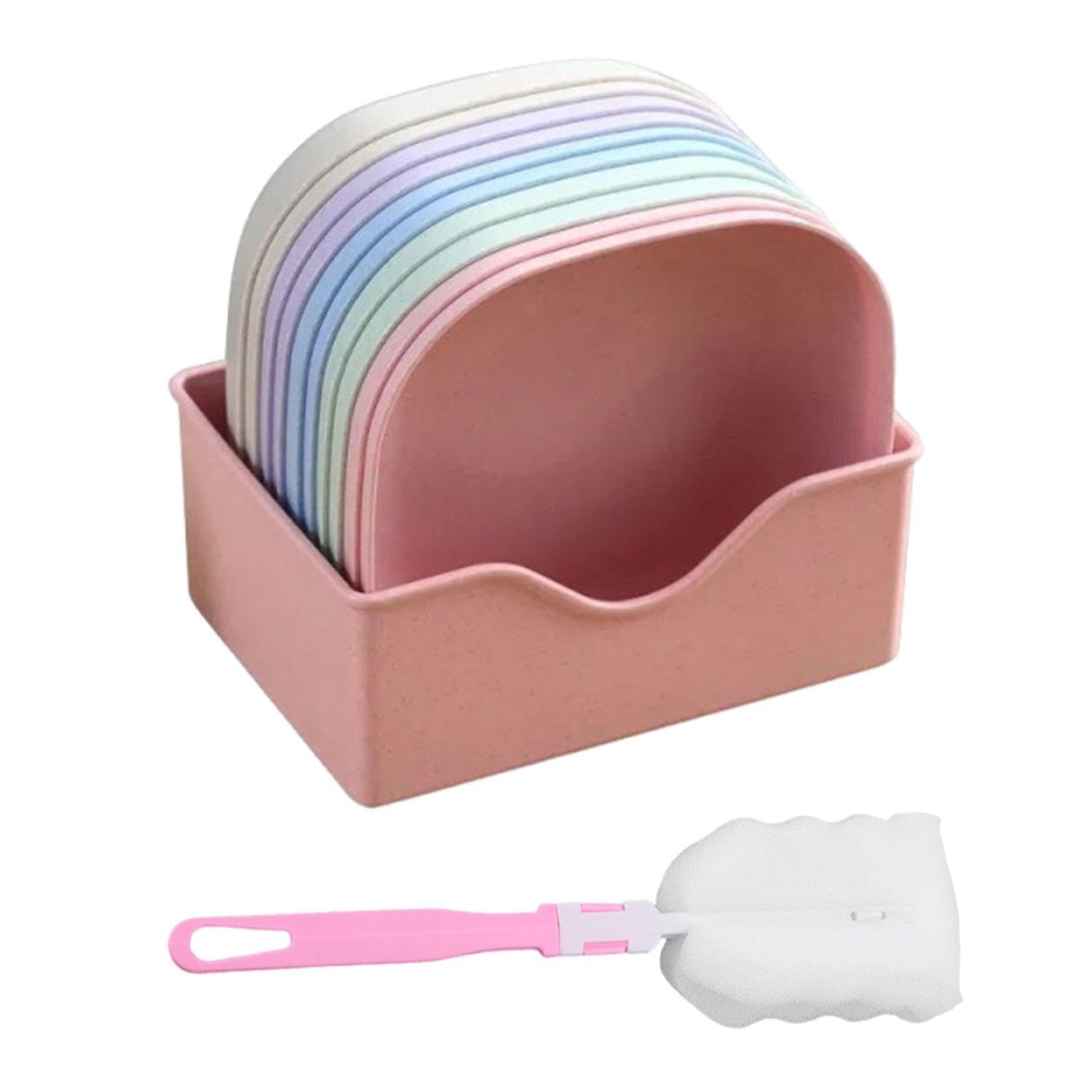 10 Feeding Trays and 1 Cleaning Brush, Pet Utensils, Cat Food Bowls, Pet Feeding Tools