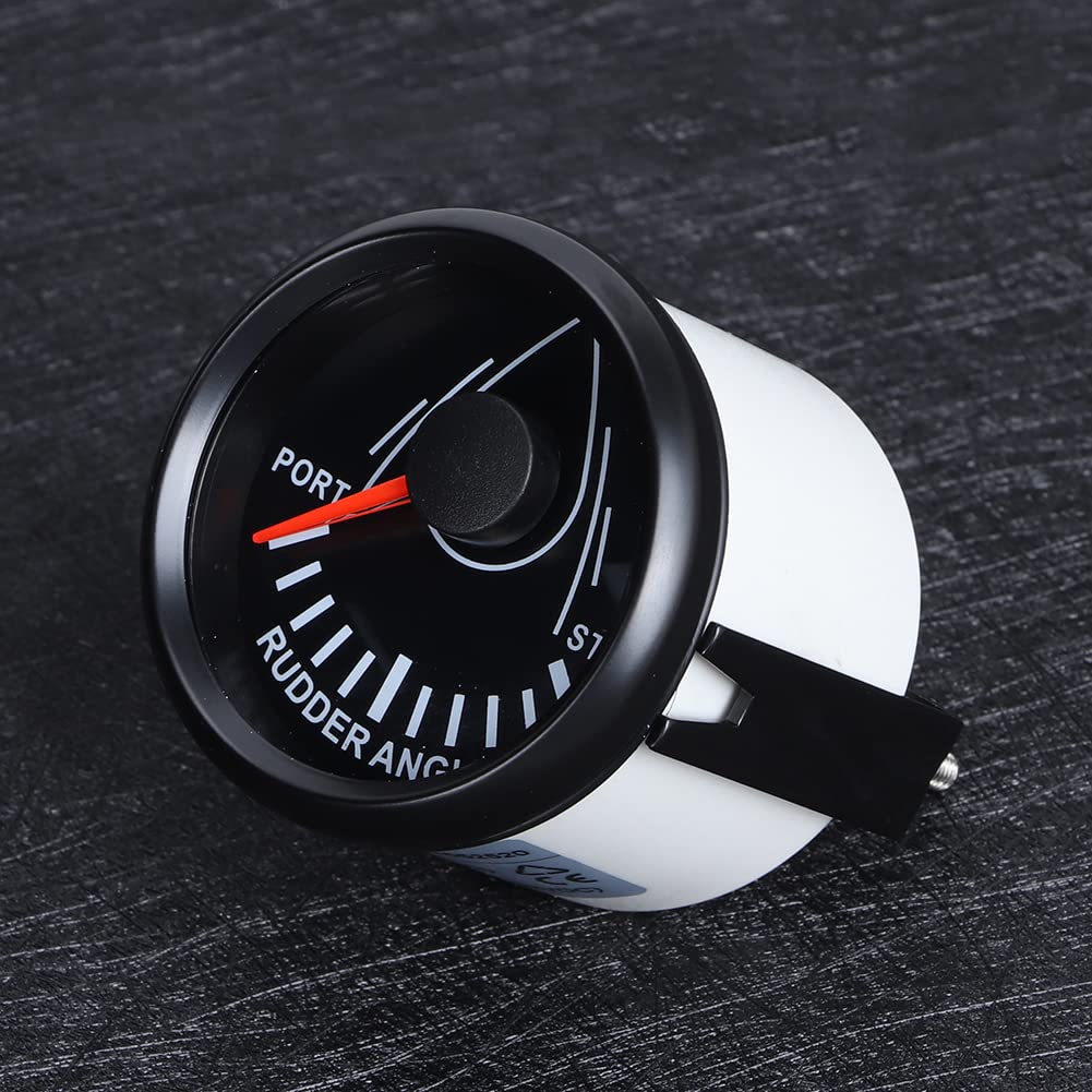 Jauges pour sports motorisés | Indicateur d'angle de barre universel de bateau de 52 mm Signal 0-190ohm avec capteur de barre 9-32V Jauge de rétroéclairage(Cadran noir, couvercle noir)
