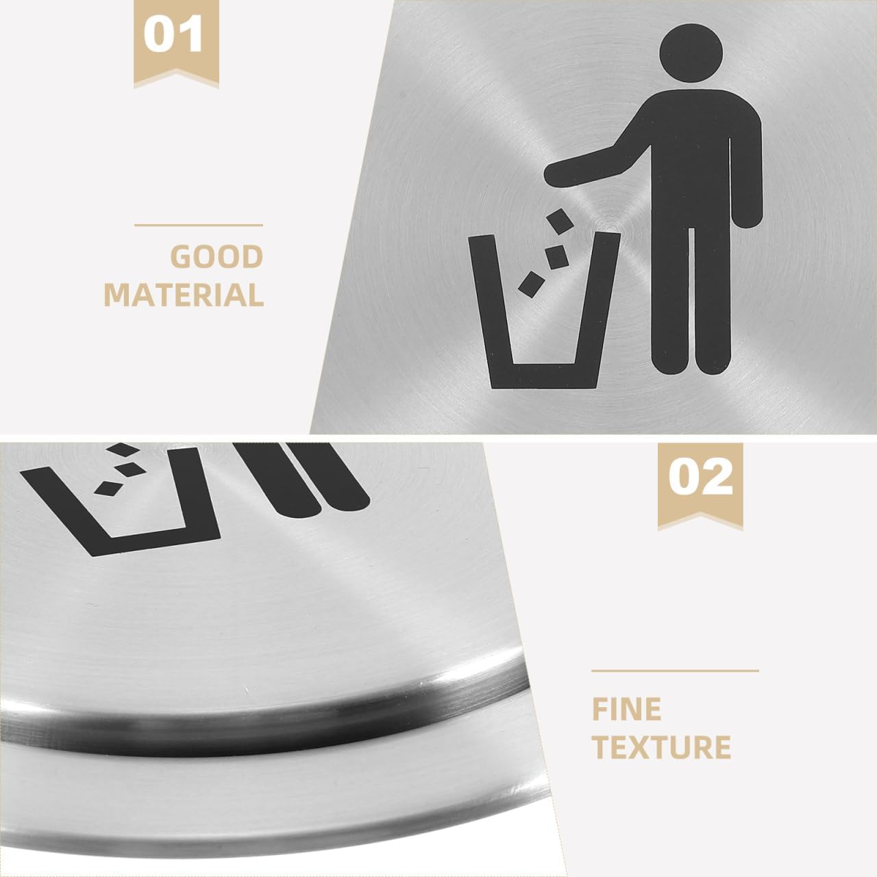 STOBAZA Recessed Round Countertop Trash Can Lid, Stainless Steel Swing Flap Built-in Waste Bin Cover for Kitchen Bathroom, Seamless Desktop Trash Chute for Home and Commercial, 8.27 Inch, Silver