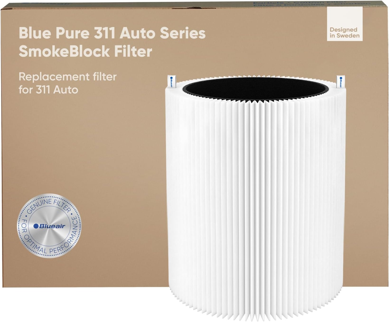 Blue Pure 311 Auto SmokeBlock Genuine Replacement Filter, Extra Carbon Captures 99.99% of Wildfire Smoke, fits Blue Pure 311 Auto Air Purifier