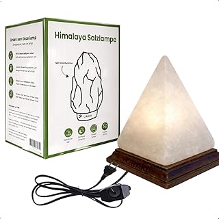 Dimmbare Salzlampe Giza - 2-4 KG - 100% echtes Himalaya Salz aus Salt Range Pakistan - Salzkristall-Lampe - Salzstein - Tischlamp inkl. 1x 15W Glühbirnen und Geschenkbox (Weiß)