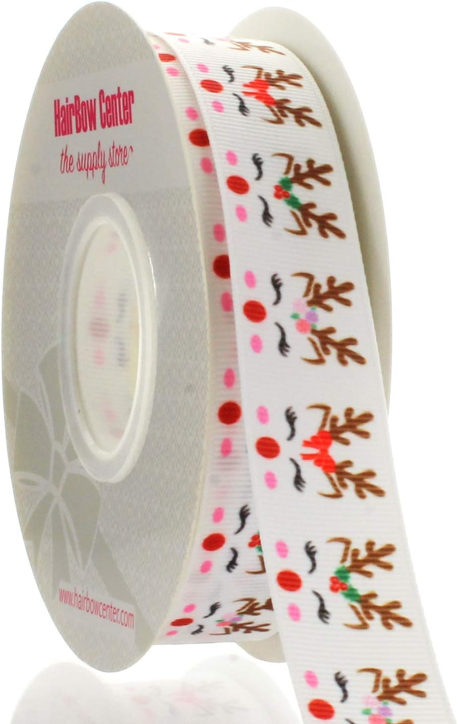 7/8" Reindeer Faces Grosgrain Ribbon 100yd