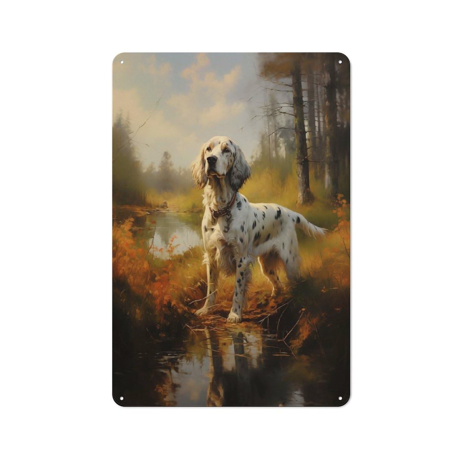 Junmoney Style-9 English Setter In Forest Vintage Tin Sign 30X20cm For Man Cave Or Games Room, For Kitchen, Dining Room And Home Bar Wall Decor