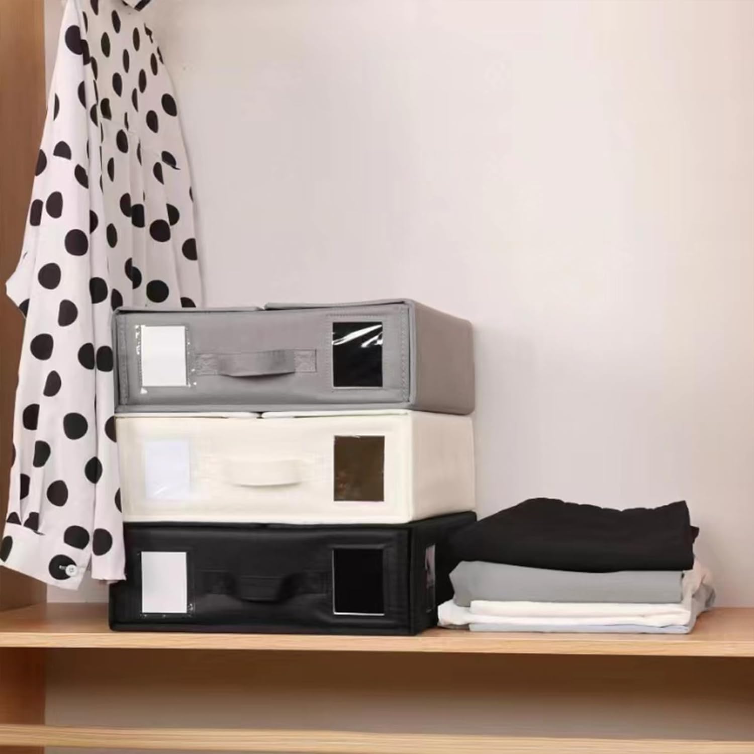 Set organizer per lenzuola, pieghevole, per coperte, copripiumino e lenzuola, 4 pezzi, grigio