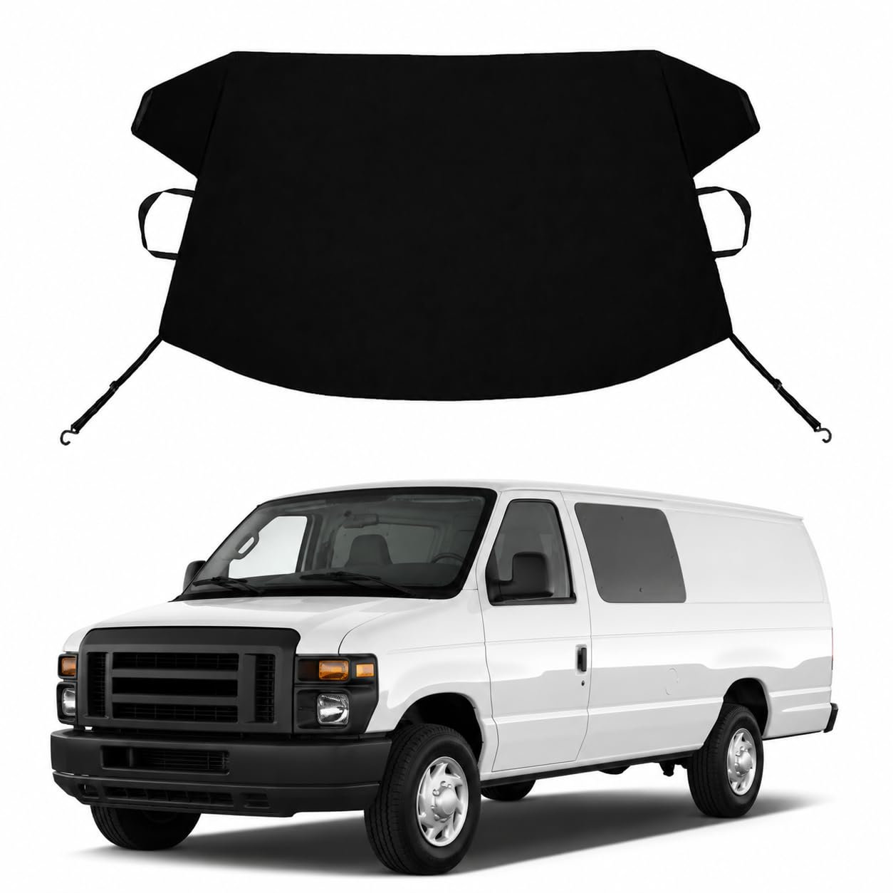 Econoline Custom Windshield Cover for Ice and Snow Fo-rd Econoline E-Series Heavy Duty 600D Oxford Fabric Windshield Protector Fit Waterproof Frost Snow Cover Winter Car Accessories