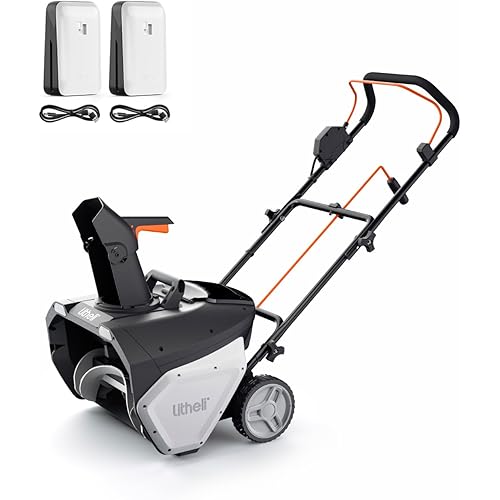 Litheli 2x20V Battery Powered Cordless Snow Blower, 20'' Brushless Electric Snow Thrower with Wheels, LED Lights, 180° Chute, Powerful Snow Removal Kit with 4.0Ah Battery